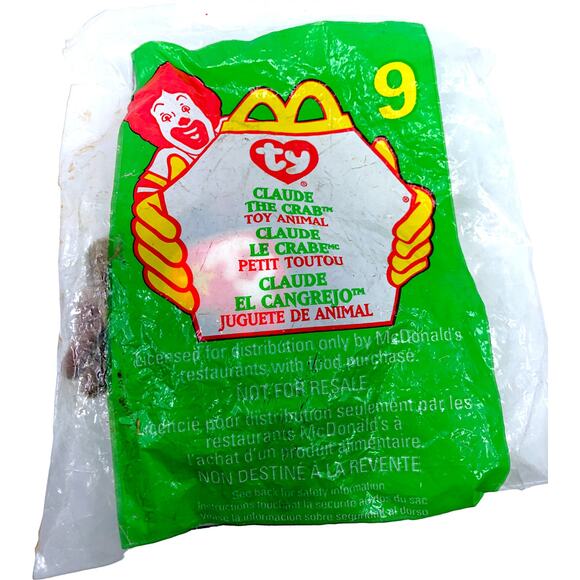 McDonald's x Ty Teenie Beanie Baby #9 Claude the Crab *NEW* - Picture 1 of 2